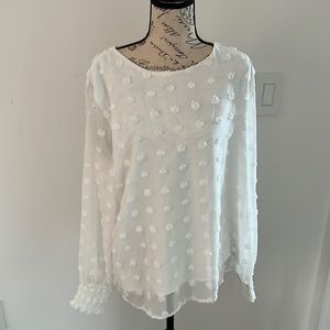 Lined white chiffon tunic size L (10)